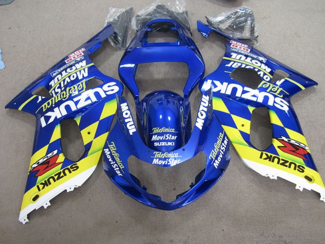 Blau Gelb Telefonia Movistar GSXR 600 K1 K2 K3 01-03 Motorrad Verkleidungen Blau Gelb Telefonia Movistar GSXR 600 K1 K2 K3 01-03 Motorrad Verkleidungen