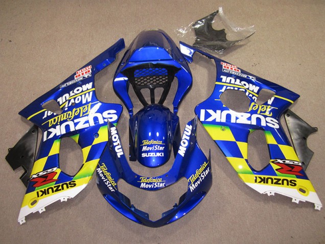 Blau Gelb Telefonica Movistar GSXR 1000 K1 00-02 Motorrad Verkleidungen