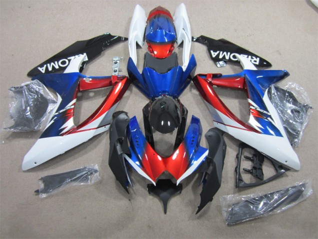 Blau Rot Weiß GSXR 600 K8 08-10 Motorrad Verkleidungen Blau Rot Weiß GSXR 600 K8 08-10 Motorrad Verkleidungen