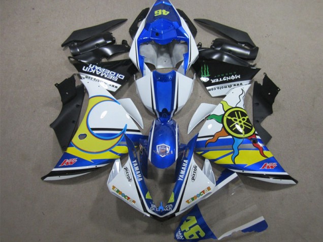 Blau Weiß Gelb 46 R1 12-14 Motorrad Verkleidungen Blau Weiß Gelb 46 R1 12-14 Motorrad Verkleidungen