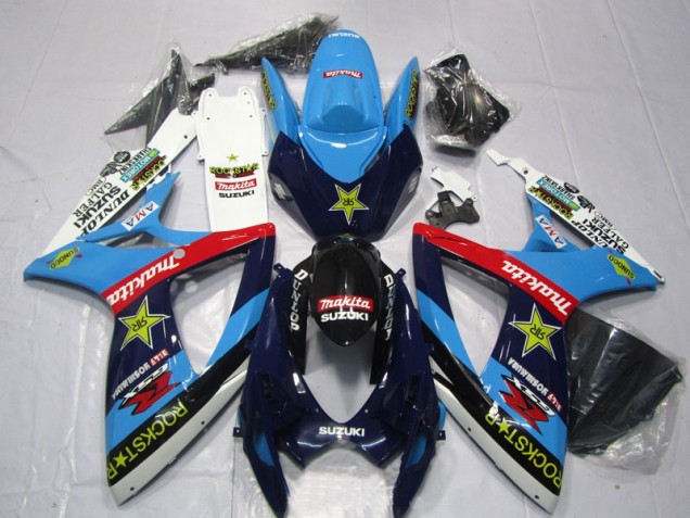 Blau Weiß Rockstar Makita GSXR 600 K6 06-07 Motorrad Verkleidungen