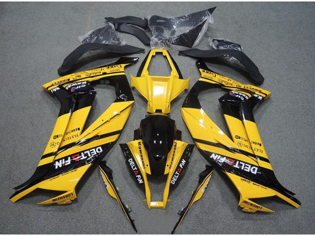 Gelb Schwarz Delt Fin ZX10R 11-15 Motorrad Verkleidungen Gelb Schwarz Delt Fin ZX10R 11-15 Motorrad Verkleidungen