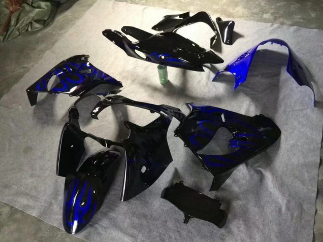Glänzend Schwarz Blau Flamme ZX9R 00-01 Motorrad Verkleidungen Glänzend Schwarz Blau Flamme ZX9R 00-01 Motorrad Verkleidungen