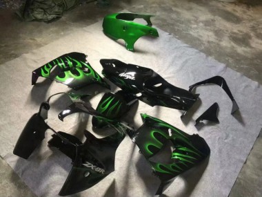 Glänzend Schwarze Grüne Flamme ZX9R 00-01 Motorrad Verkleidungen