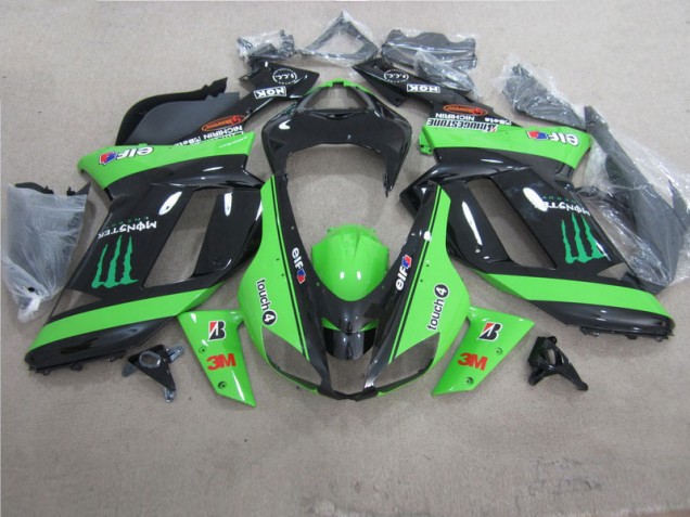 Grün Schwarz 3M Monster ZX6R 07-08 Motorrad Verkleidungen Grün Schwarz 3M Monster ZX6R 07-08 Motorrad Verkleidungen