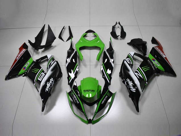 Grün Schwarz Weiß ZX6R 13-18 Motorrad Verkleidungen Grün Schwarz Weiß ZX6R 13-18 Motorrad Verkleidungen