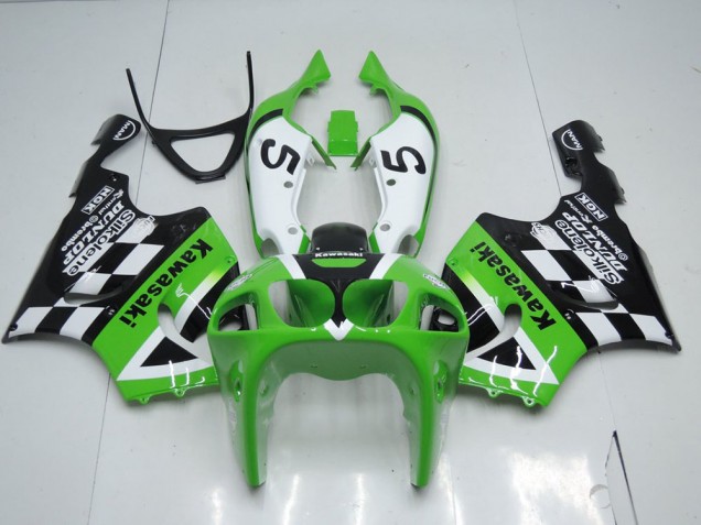 Grün Schwarz und Weiß ZX7R 96-03 Motorrad Verkleidungen Grün Schwarz und Weiß ZX7R 96-03 Motorrad Verkleidungen