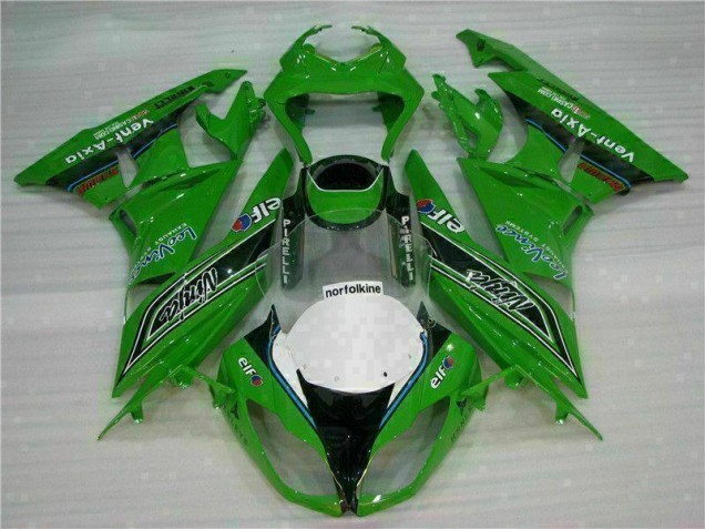 Grün Schwarzer LeoVince ZX6R 09-12 Motorrad Verkleidungen Grün Schwarzer LeoVince ZX6R 09-12 Motorrad Verkleidungen