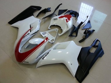 Matt Schwarz Weiß mit rotem Streifen Ducati 848 1098 1198 07-14 Motorrad Verkleidungen