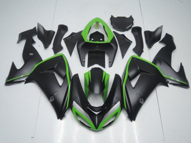 Matt Schwarz mit Grünem Streifen ZX10R 06-07 Motorrad Verkleidungen