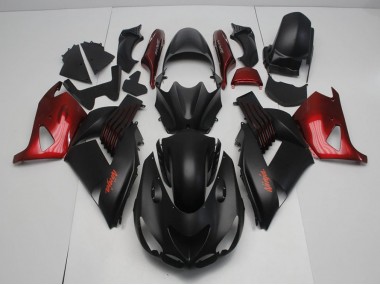 Matt Schwarz und Rot ZX14R ZZR 1400 06-11 Motorrad Verkleidungen