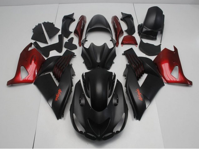 Matt Schwarz und Rot ZX14R ZZR 1400 06-11 Motorrad Verkleidungen Matt Schwarz und Rot ZX14R ZZR 1400 06-11 Motorrad Verkleidungen