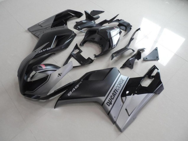 Matt Schwarzer Silber OEM Stil Ducati 848 1098 1198 07-14 Motorrad Verkleidungen Matt Schwarzer Silber OEM Stil Ducati 848 1098 1198 07-14 Motorrad Verkleidungen