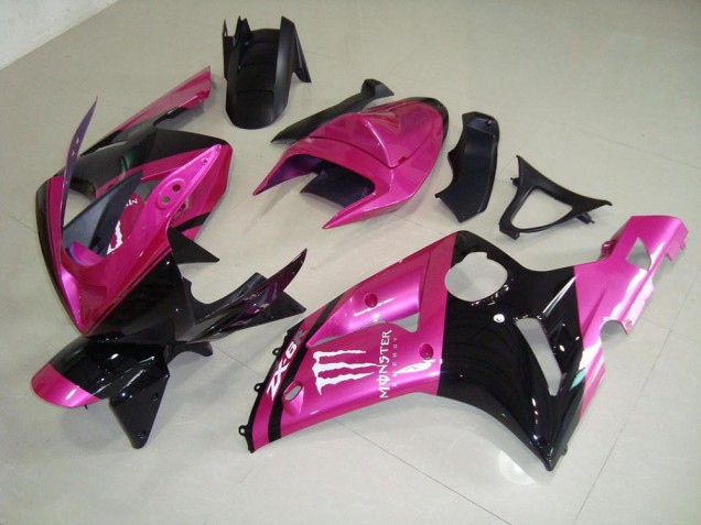 Rosa Schwarz Monster ZX6R 03-04 Motorrad Verkleidungen Rosa Schwarz Monster ZX6R 03-04 Motorrad Verkleidungen