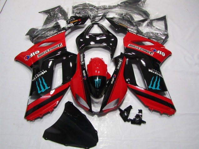 Rot Schwarz Monster ZX6R 07-08 Motorrad Verkleidungen