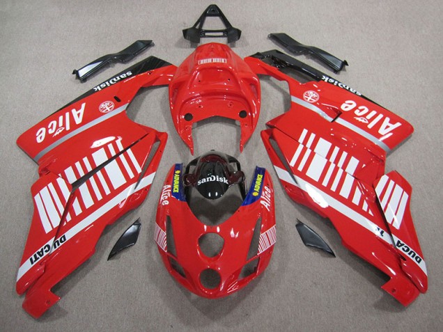 Rot Weiß Alice SUndisk Ducati 749 05-06 Motorrad Verkleidungen