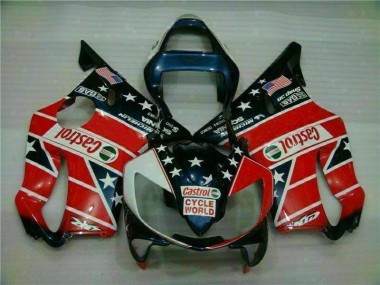 Rot Weiß Blau Castrol Cycle World CBR 600 F4i 01-03 Motorrad Verkleidungen