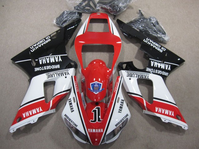 Rot Weiß Schwarz 50 R1 98-99 Motorrad Verkleidungen Rot Weiß Schwarz 50 R1 98-99 Motorrad Verkleidungen
