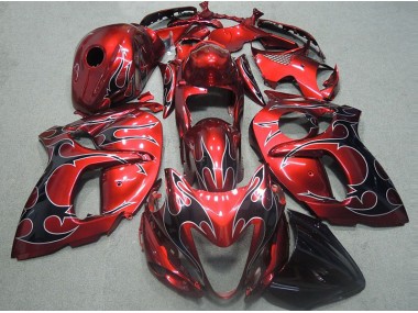 Rot mit Schwarz Flamme GSXR 1300 Hayabusa 96-07 Motorrad Verkleidungen