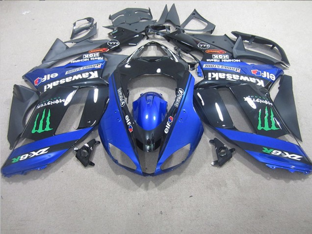 Schwarz Blaus Monster ZX6R 07-08 Motorrad Verkleidungen Schwarz Blaus Monster ZX6R 07-08 Motorrad Verkleidungen