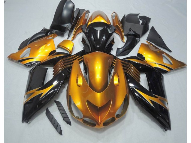Schwarz Gold ZX14R ZZR 1400 06-11 Motorrad Verkleidungen Schwarz Gold ZX14R ZZR 1400 06-11 Motorrad Verkleidungen