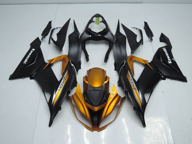 Schwarz Gold ZX6R 13-18 Motorrad Verkleidung Schwarz Gold ZX6R 13-18 Motorrad Verkleidung