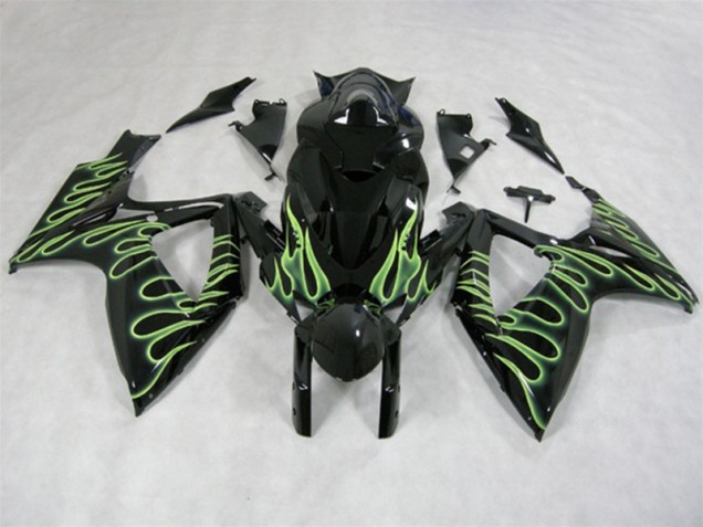 Schwarz Grün Flamme GSXR 600 K6 06-07 Motorrad Verkleidungen Schwarz Grün Flamme GSXR 600 K6 06-07 Motorrad Verkleidungen