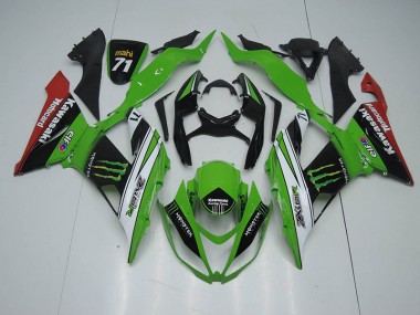 Schwarz Grün Weiß Monster ZX6R 13-18 Motorrad Verkleidungen