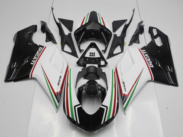Schwarz Grün und Weiß Ducati 848 1098 1198 07-14 Motorrad Verkleidungen Schwarz Grün und Weiß Ducati 848 1098 1198 07-14 Motorrad Verkleidungen