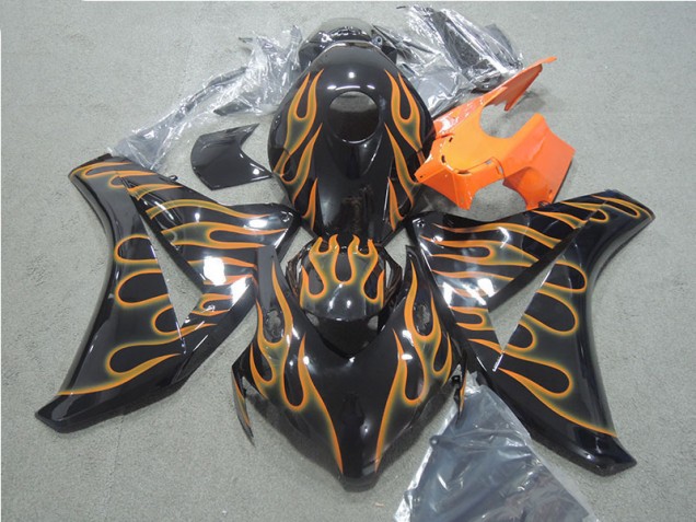Schwarz Orange Flamme CBR 1000 RR 08-11 Motorrad Verkleidungen Schwarz Orange Flamme CBR 1000 RR 08-11 Motorrad Verkleidungen