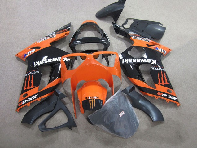 Schwarz Orange Monster ZX6R 03-04 Motorrad Verkleidungen Schwarz Orange Monster ZX6R 03-04 Motorrad Verkleidungen