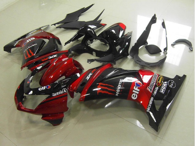 Schwarz Rot Monster ZX 250R 08-12 Motorrad Verkleidung Schwarz Rot Monster ZX 250R 08-12 Motorrad Verkleidung