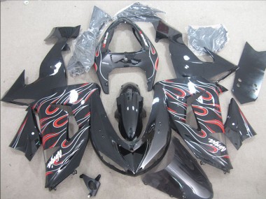 Schwarz Rot Weiß Flamme Ninja ZX10R 06-07 Motorrad Verkleidungen