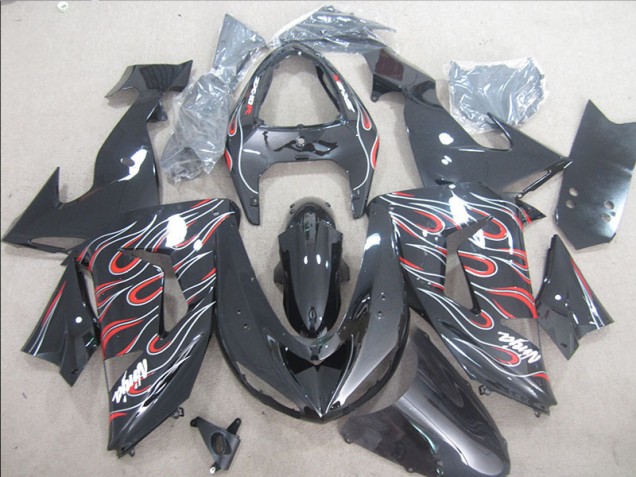 Schwarz Rot Weiß Flamme Ninja ZX10R 06-07 Motorrad Verkleidungen Schwarz Rot Weiß Flamme Ninja ZX10R 06-07 Motorrad Verkleidungen