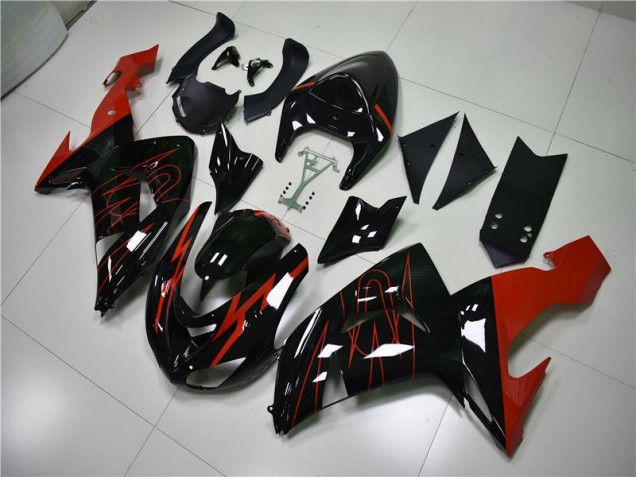 Schwarz Rot ZX10R 06-07 Motorrad Verkleidungen Schwarz Rot ZX10R 06-07 Motorrad Verkleidungen