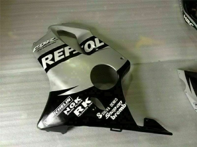 Schwarz Silber Repsol CBR 600 F4i 01-03 Motorrad Verkleidungen Schwarz Silber Repsol CBR 600 F4i 01-03 Motorrad Verkleidungen