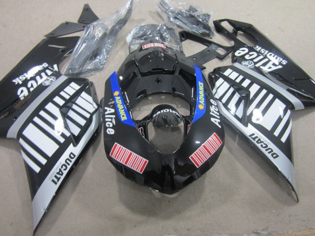Schwarz Weiß Advance Alice Ducati 1098 07-14 Motorrad Verkleidungen Schwarz Weiß Advance Alice Ducati 1098 07-14 Motorrad Verkleidungen