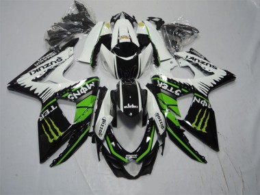 Schwarz Weiß Grünes Monster Pizzoli GSXR 1000 K9 09-16 Motorrad Verkleidungen