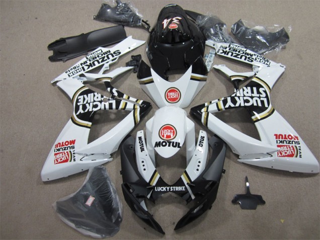 Schwarz Weiß Lucky Strike Motul GSXR 600 K6 06-07 Motorrad Verkleidungen Schwarz Weiß Lucky Strike Motul GSXR 600 K6 06-07 Motorrad Verkleidungen