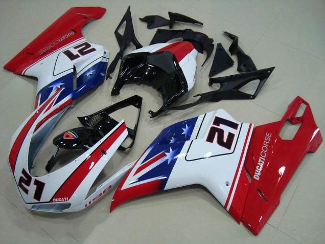 Schwarz Weiß Rot 21 Ducati 848 1098 1198 07-14 Motorrad Verkleidungen Schwarz Weiß Rot 21 Ducati 848 1098 1198 07-14 Motorrad Verkleidungen