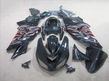 Schwarz Weiß Rot Flamme ZX10R 06-07 Motorrad Verkleidungen