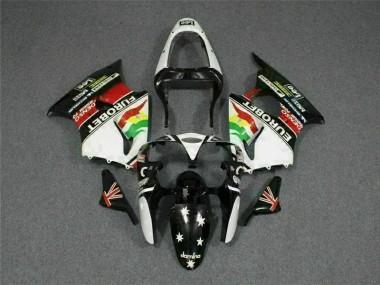 Schwarz Weißer Eurobet ZX6R 00-02 Motorrad Verkleidungen