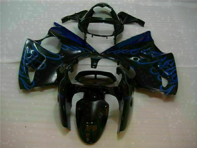 Schwarz mit Blaur Flamme ZX6R 00-02 Motorrad Verkleidungen Schwarz mit Blaur Flamme ZX6R 00-02 Motorrad Verkleidungen