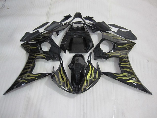 Schwarz mit gelber Flamme R6 03-05 Motorrad Verkleidungen Schwarz mit gelber Flamme R6 03-05 Motorrad Verkleidungen