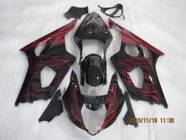 Schwarz rote Flamme GSXR 1000 K3 03-04 Motorrad Verkleidungen