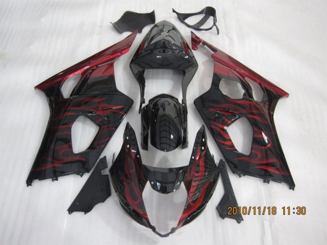Schwarz rote Flamme GSXR 1000 K3 03-04 Motorrad Verkleidungen Schwarz rote Flamme GSXR 1000 K3 03-04 Motorrad Verkleidungen