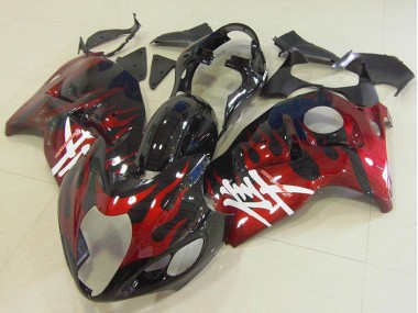 Schwarz rote Flamme GSXR 1300 Hayabusa 96-07 Motorrad Verkleidungen