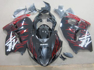 Schwarz rote Flamme GSXR 1300 Hayabusa 96-07 Motorrad Vollverkleidung