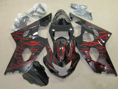 Schwarz rote Flamme GSXR 600 K4 04-05 Motorrad Verkleidungen