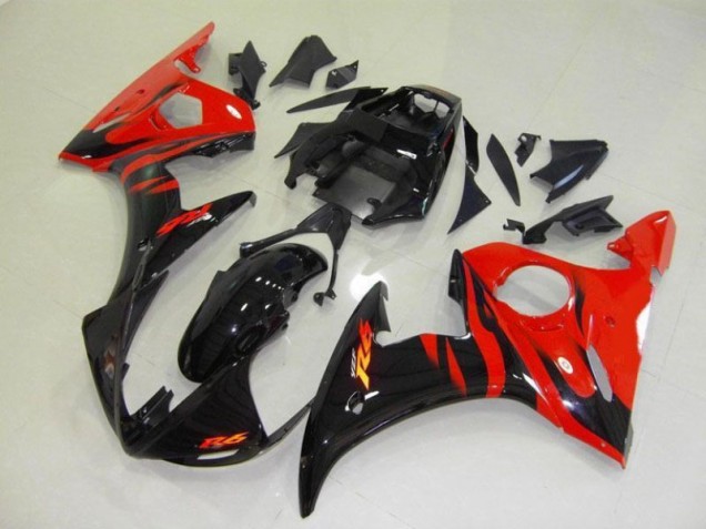 Schwarz rote Flamme R6 03-05 Motorrad Verkleidung Schwarz rote Flamme R6 03-05 Motorrad Verkleidung